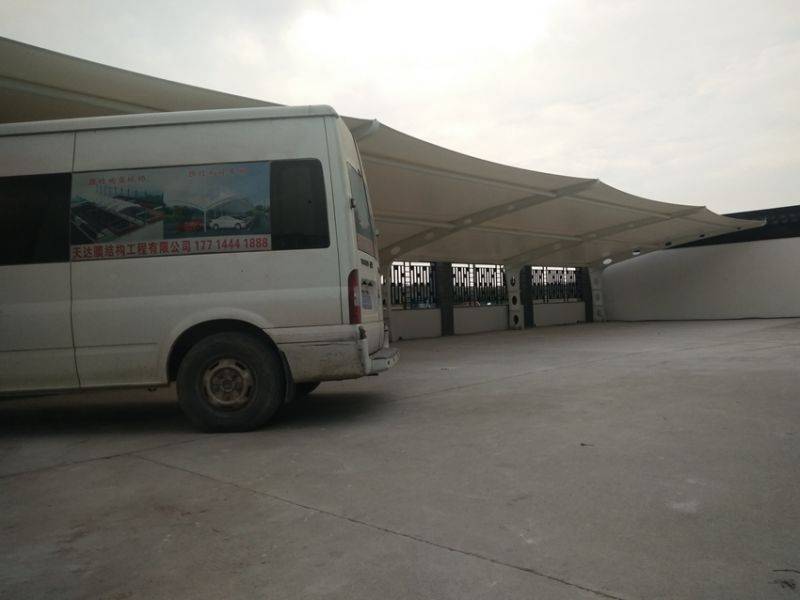 吴中苏州湾旅游公司膜结构车棚施工现场